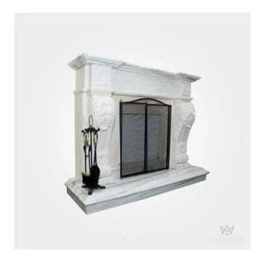 Chimenea de mármol blanco, chimenea decorativa independiente para interiores, chimenea tallada a mano, marco de chimenea elegante - Product Image 6