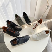 Z E G N Chaussures décontractées respirantes pour hommes, en cuir grainé, à bande élastique, sans lacets, confortables pour la marche, avec embout renforcé