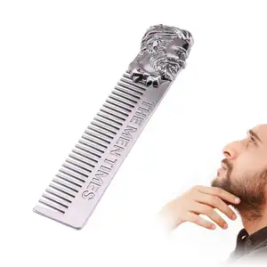 胡须造型造型 1pc 银色模板耐用独特材料金属胡须梳为男士头发胡须修剪工具用品