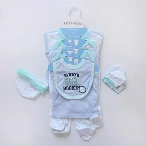 8 pcs bebé recién nacido conjuntos mono bodyjump babero venta al por mayor ropa de los niños 100% algodón impreso