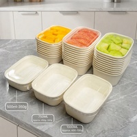 Biologisch afbreekbare composteerbare kraftpapieren rechthoekige lunchbox met deksel, lekvrij, voor sushi, fastfood, OEM