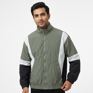 <b>Zipper</b> Up Polyester Sportswear Windbreaker <b>Jacket</b> Men Custom Logo Color Block Men Windbreaker <b>Jackets</b> - Product Image 1
