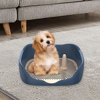 Bac à litière pour chien avec grilles en maille pour l'apprentissage de la propreté des chiots, utilisation en intérieur, garde les pattes et les sols propres, bleu, grand format