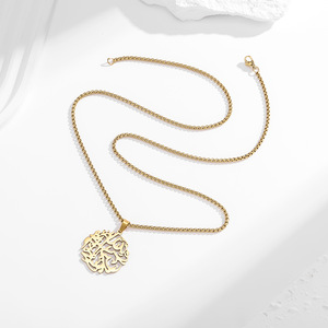 Collar con Colgante Árbol de la Vida, Cadena para Clavícula, Chapado en Oro, Acero Inoxidable, Unisex, Uso Diario - Product Image 3