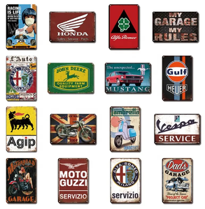 ป้ายโลหะสั่งทำพิเศษ ป้ายโลหะเคลือบเงาแบบวินเทจ สำหรับตกแต่งโรงรถ โปสเตอร์โลหะย้อนยุค ป้ายโลหะคลาสสิก ลายรถมอเตอร์ไซค์และรถยนต์ - Product Image 2