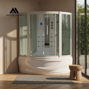 <span class=keywords><strong>Cabine</strong></span> <span class=keywords><strong>de</strong></span> <span class=keywords><strong>douche</strong></span> vapeur coulissante Mars Villa, cadre noir contemporain, avec pommeau <span class=keywords><strong>de</strong></span> <span class=keywords><strong>douche</strong></span> pluie multifonction à fermeture douce et douchette à main - Product Image 3