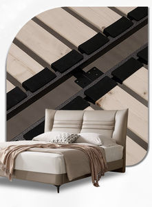 Lit Moderne Personnalisable Grand Format (King Size) <span class=keywords><strong>avec</strong></span> Cadre Rembourré en Bois de Pin, Panneaux en Contreplaqué, <span class=keywords><strong>Sommier</strong></span> <span class=keywords><strong>à</strong></span> <span class=keywords><strong>Lattes</strong></span> et Revêtement en Cuir PU ou Velours - Product Image 2