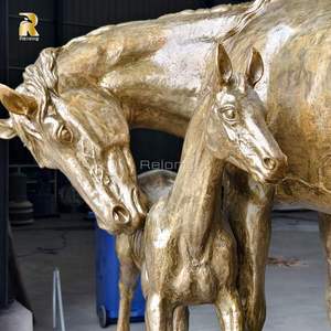 Sculptures de <span class=keywords><strong>poulain</strong></span> et de jumente en bronze grandeur nature RELONG, statues personnalisables, décoration de jardin extérieur à vendre - Product Image 3