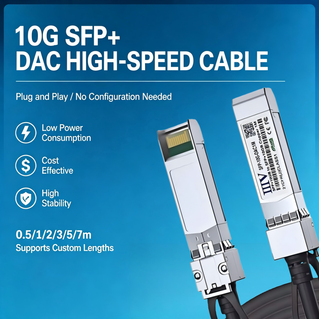 0.5M 1M 2M 3M 5M 7M 10G SFP+ to SFP+ DAC Copper Twinax Cable Passive Type Plug and Play Low Power Consumption for Data Center