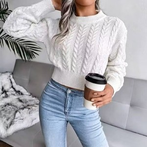 <span class=keywords><strong>Pull</strong></span> slim fit pour <span class=keywords><strong>femme</strong></span>, style printemps-automne, col rond, tricoté, de haute qualité, tendance streetwear - Product Image 4