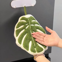 Green Plant Creative Hand Towel Handkerchief Kitchen Towels Super Absorbent Hanging Cleaning Cloth Bathroom Accessories