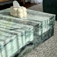 Table basse moderne en marbre vert de luxe Table de travail contemporaine pour salon pour comptoirs dessus de vanité et dessus de Table