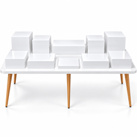 Présentoir Cube Carré en Acrylique Blanc Foshan Languo pour Buffet, Socle Alimentaire en Lucite, Boîte de Présentation Empilable