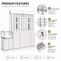 Mobilier de magasin d'optique personnalisé avec vitrine en verre trempé LED, présentoir moderne pour lunettes de vue pour boutique