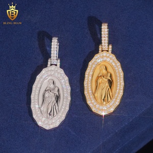 Hete Aanbieding Iced Out <span class=keywords><strong>Moissanite</strong></span> Sieraden Maria Hanger 925 Zilver <span class=keywords><strong>Moissanite</strong></span> Hanger HipHop Sieraden Hip Hop Hanger met GRA - Product Image 4