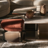 Ensemble de tables basses modernes en pierre frittée de luxe italien, modulaires et géométriques, pour salon et villa