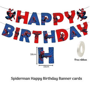Ensemble de vaisselle de fête <span class=keywords><strong>Spiderman</strong></span> en gros, gobelets en papier, assiettes, bannière pour fête d'anniversaire, ballons, fournitures - Product Image 3