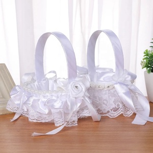 Panier de fleurs en dentelle pour demoiselle d'honneur, panier de fleurs blanches pour fille, Vintage, rustique, cérémonie de <span class=keywords><strong>mariage</strong></span>, décorations de <span class=keywords><strong>Table</strong></span> de douche nuptiale - Product Image 4
