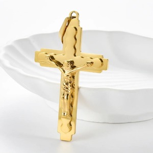 Pendentif croix religieuse en acier inoxydable pour femmes et hommes, couleur argent ou or, crucifix en métal, breloques de prière Jésus, bijoux cadeau - Product Image 5