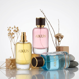 Aikun 3 <b>Bottle</b> Wood Cap Boxed Luxury Glass Eau De Parfum <b>Perfume</b> Gift Set for Women Men Retail Fragrance Store Display Pack - Product Image 2