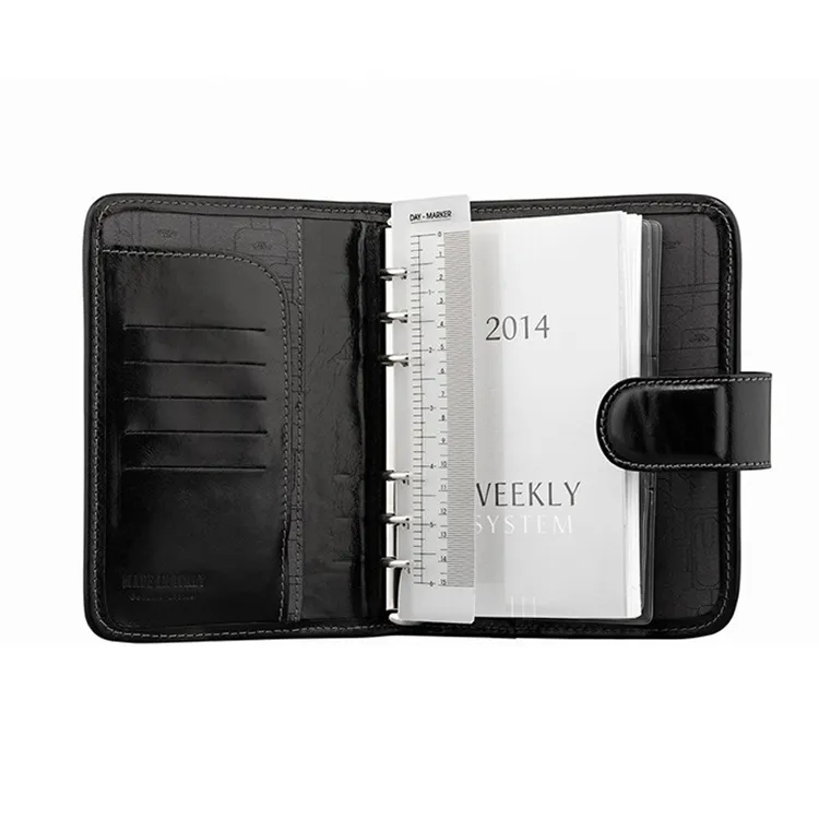 Best quality 6 ring binder refill leather organizer calendar weekly diary