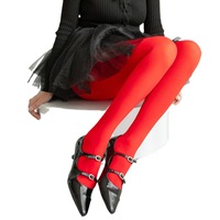 Collants en velours allongés de couleur bonbon rouge de Style chinois maigre en nylon uni transparent doux fille collants personnalisés doux