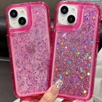 Époxy 3 en 1 360 Transparent Glitter Fantaisie Anti Choc pour Doublures de coque de téléphone S24FE A55 A35 5G