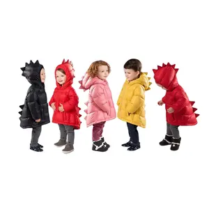 Children Hooded Down Coat Girls' Dinosaur Down Jacket Winter Jackets Kids Winter Thicken Hooded Jacket