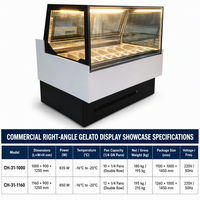 Vitrine Commerciale à Gelato à Angle Droit, Congélateur à Glace en Verre Droit, Double Rangée, Grande Capacité, Congélation Turbo pour Magasin