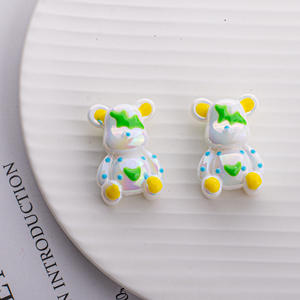 Cuentas de agujero recto tridimensional de doble cara de oso pintado a mano brillante UV de alta calidad, cadena de teléfono móvil DIY, cuentas sueltas - Product Image 3