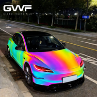 Film Caméléon Arc-en-ciel Coloré Prisme PET Vinyle Holographique Film de Recouvrement pour Voiture Décoration de Carrosserie Arc-en-ciel Autocollant Chrome Décalcomanie