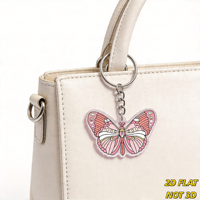 Porte-clés en acrylique papillon rose, design aile style vitrail délicat, breloque transparente durable pour clés, sacs, sacs à dos