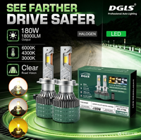 Lampu Depan LED DGLS F14 H4 H7 H11 9005 HB3 9006 HB4 180W 4575 6500K 18000LM Chip CSP Kontrol Tri-Warna Auto Fog
