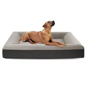 Hot Koop Hoge Kwaliteit Ademend Outdoor Groothandel Verwijderbare Luxe Grote Aanpasbare Memory Foam Waterdichte Hond Bed
