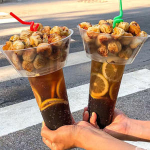 40 set Mangkuk Camilan 2 in 1 700ml dan Gelas Plastik 700ml untuk Makan & Minum Bersama, Cocok untuk Roti Bentuk Jempol - Product Image 1