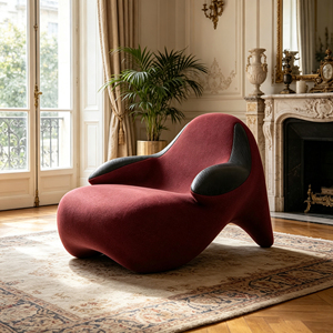 Fauteuil de salon <span class=keywords><strong>Squash</strong></span> de designer italien en velours rouge, fauteuil d'appoint incurvé irrégulier, fauteuil de détente pour salon, hôtel, villa - Product Image 5