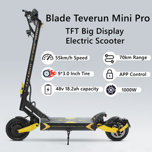 Nouveau <span class=keywords><strong>TEVERUN</strong></span> <span class=keywords><strong>BLADE</strong></span> <span class=keywords><strong>MINI</strong></span> <span class=keywords><strong>PRO</strong></span> Kickscooter 48V 18.2Ah double moteur 500W * 2 Scooter électrique écran TFT 9*3.0 pneu Stock UE - Product Image 3