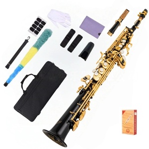 Saxofón Soprano Negro Dorado en Si bemol, Tubo Recto, Varios Colores Opcionales, Instrumentos de Viento - Product Image 4