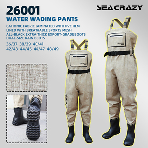 <span class=keywords><strong>Cuissardes</strong></span> de pêche imperméables en nylon/PVC avec support de bottes intégré pour hommes et femmes, marron, pour la pêche en extérieur (vente en gros) - Product Image 1