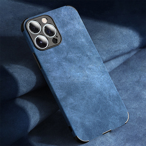 Étui de luxe antichoc en cuir mat aspect peau d'agneau, housse vintage en tissu pour <span class=keywords><strong>iPhone</strong></span> 17 16 15 14 13 12 11 Pro X XR <span class=keywords><strong>XS</strong></span> Max - Product Image 5
