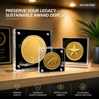 Bloc de présentation de médailles en acrylique transparent de qualité supérieure avec coins en métal argenté, étui de luxe pour pièces commémoratives et récompenses