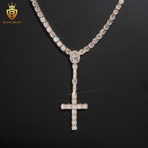 Hip Hop Jewelry 925 Sterling Silver <strong>Cross</strong> Style Moissanite Pendant Necklace VVS Moissanite Necklace Tennis <strong>Chain</strong> for <strong>Men</strong> - Product Image 6