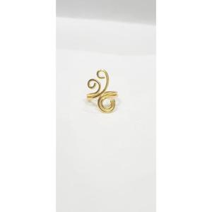 Gold Double Swirl <b>Ring</b> - Elegant Scroll Statement <b>Ring</b> - <b>Adjustable</b> Boho - Product Image 5
