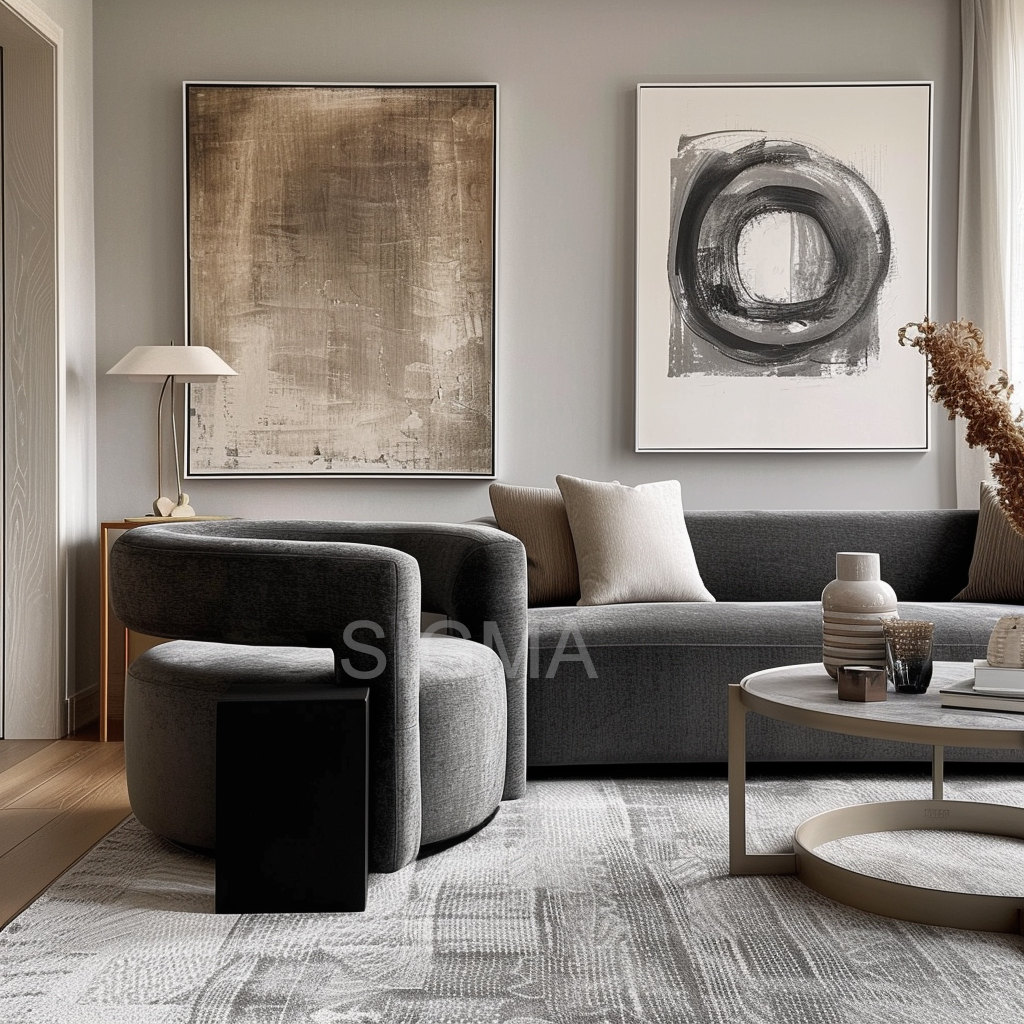 High Quality Grey Modern Villa Living Room sofa set Comfortable soft Design sectional Modular Sofa