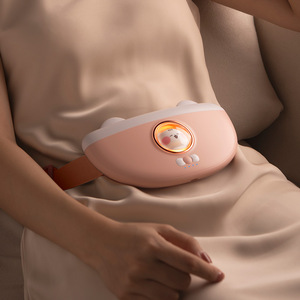 Cinturón térmico menstrual rosa y azul recargable con 4 configuraciones de temperatura y 5 modos de vibración para terapia de calor en la cintura - Product Image 1