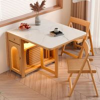 Autres tables pliantes mobiles en bois massif de style médiéval pour petites maisons, design rectangulaire, taille compacte, table extensible