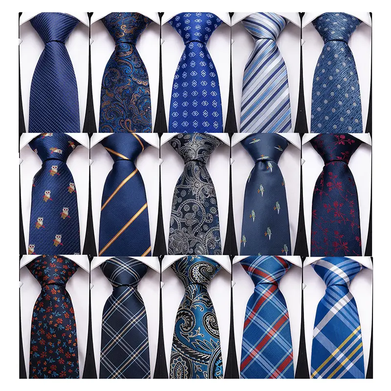 High Quality Jacquard Navy Blue Ties Men Necktie Wholesale Striped Silk Neck Ties For Men