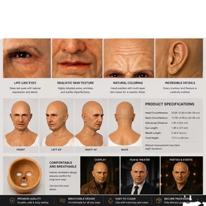 Máscaras Humanas Hiperrealistas al por Mayor, Máscara de Silicona SFX para Cineastas, Máscaras de Silicona Líquida de Curado Platino con Cabello/Barba - Product Image 1