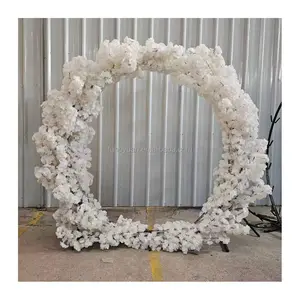 S02602 wedding decoration artificial flowers round arch flowers wedding white flower arch round backdrop cover for sale