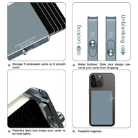 Kotak kartu dorong samping RFID pria, dompet minimalis aluminium Pop up penyimpan kartu kredit dengan magsafe Megnetic